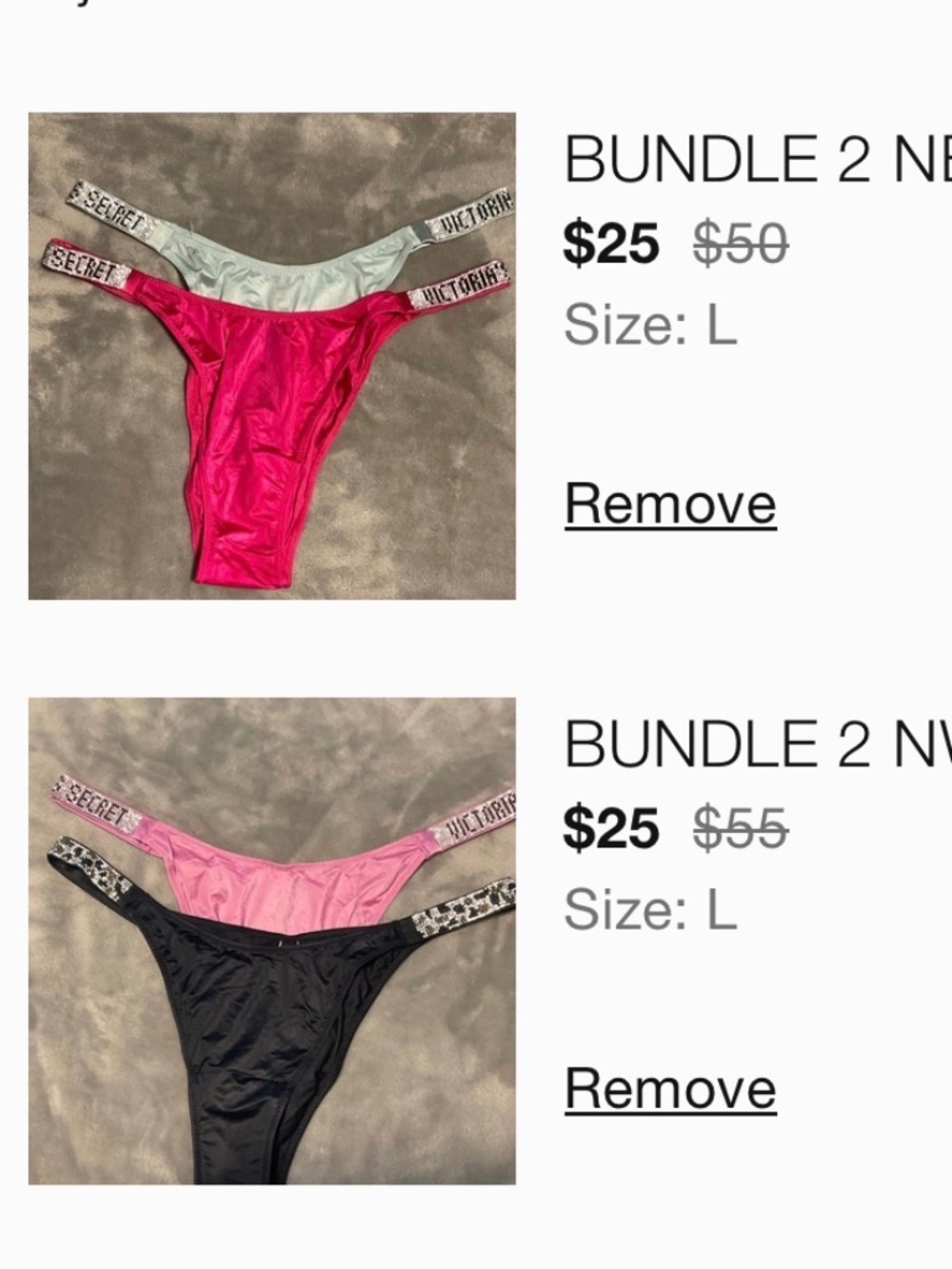 BUNDLE 4 LARGE VS SHINE STRAP PANTIES